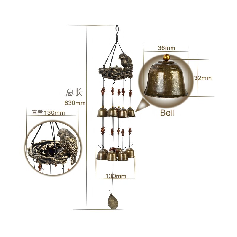 Wind Chime Factory - OEM Metal Bird Nest Bell Mother Love Gift