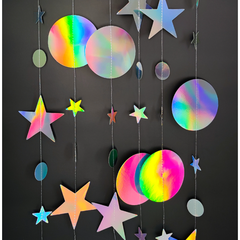 Star Garland Factory - OEM 4m Metallic Glitter Moon Circle Dot Streamers