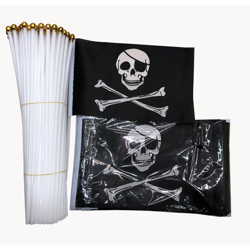Pirate Flag Factory - OEM Mini Ghost Crossbones Jolly Roger Hand Held