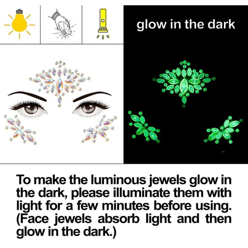 Fluorescent Face Jewels Factory - OEM Glow Luminous Body Stickers Halloween