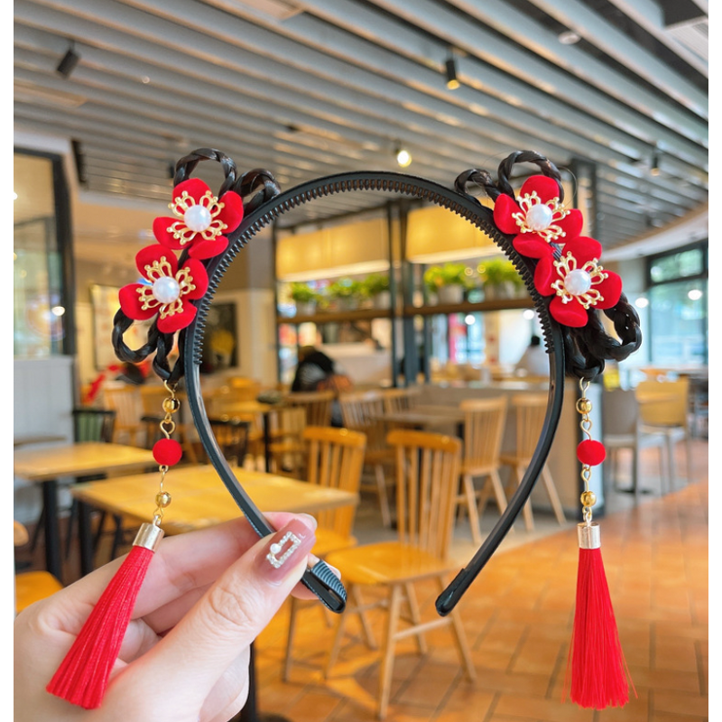 Hair Headband Factory - OEM Cute Pom Pom Ball Chinese New Year Hoop