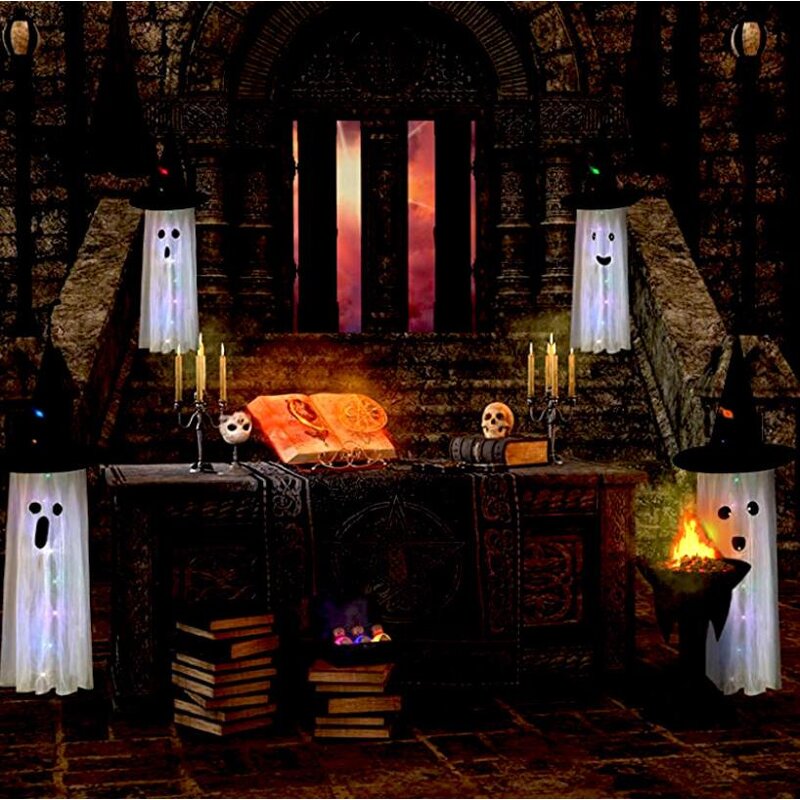 Ghost Hat Decor Factory - OEM Light up Hanging Flying White LED Lawn