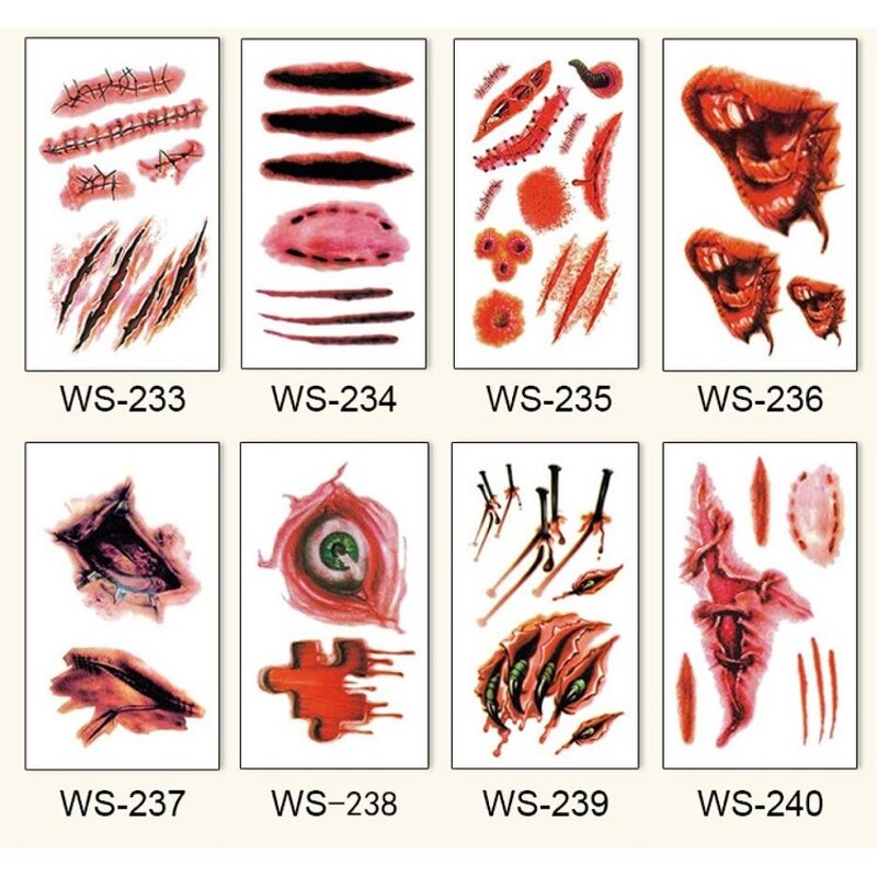 Tattoo Stickers Factory - OEM Zombie Blood Scars Realistic Wound Props