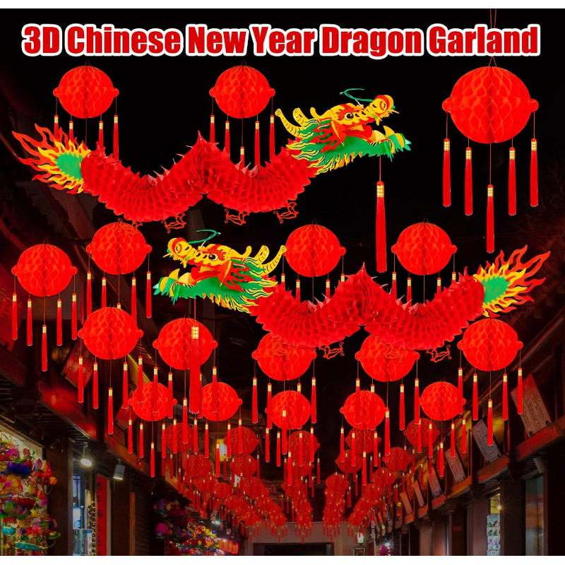 Dragon Garland Factory - OEM 3D Chinese New Year Lantern Decoration