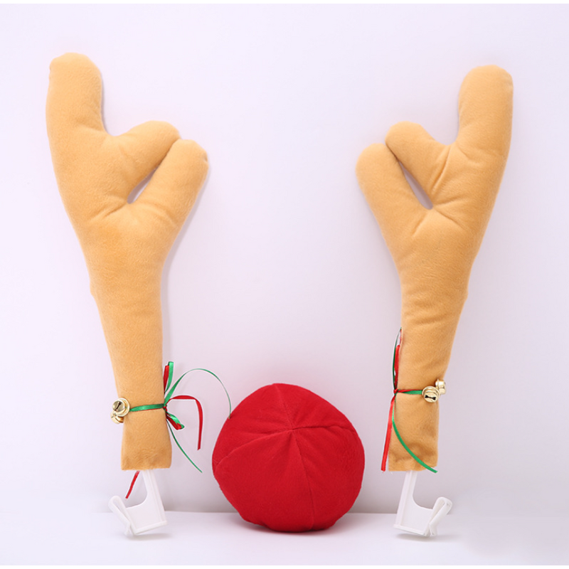 Car Decoration Kit Factory - OEM Christmas Antlers Jingle Bells Reindeer