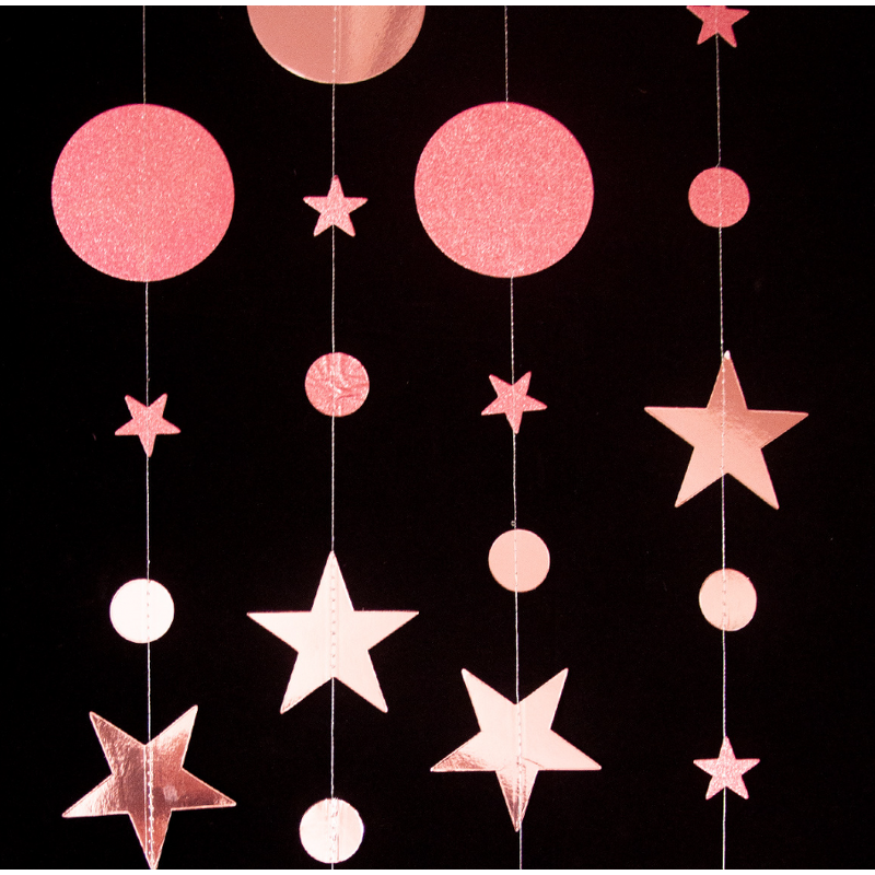 Star Garland Factory - OEM 4m Metallic Glitter Moon Circle Dot Streamers