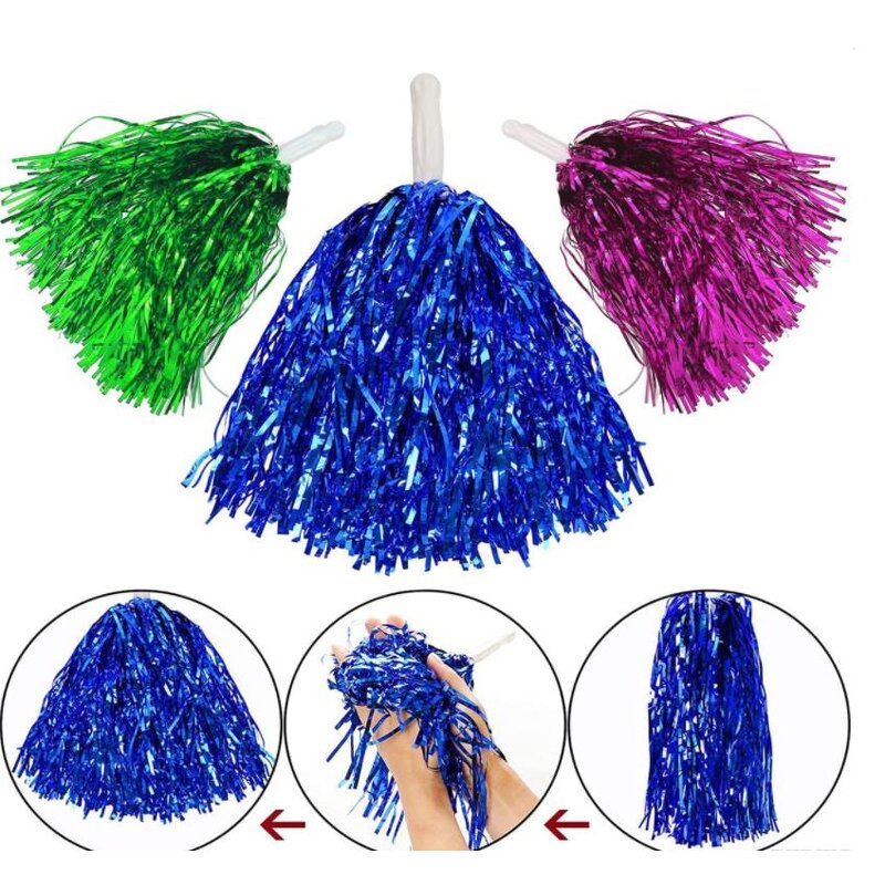 Cheerleading Pom Poms Factory - OEM Metallic Foil Tassels with Handle