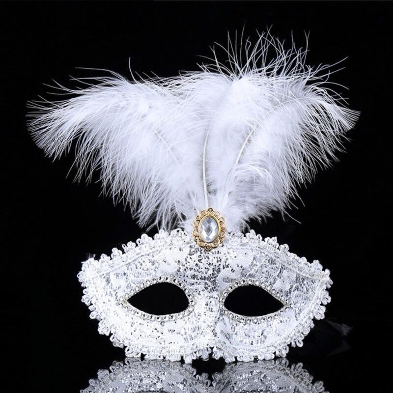Christmas Mask Factory - OEM Masquerade Leather Feather Inlaid Diamond