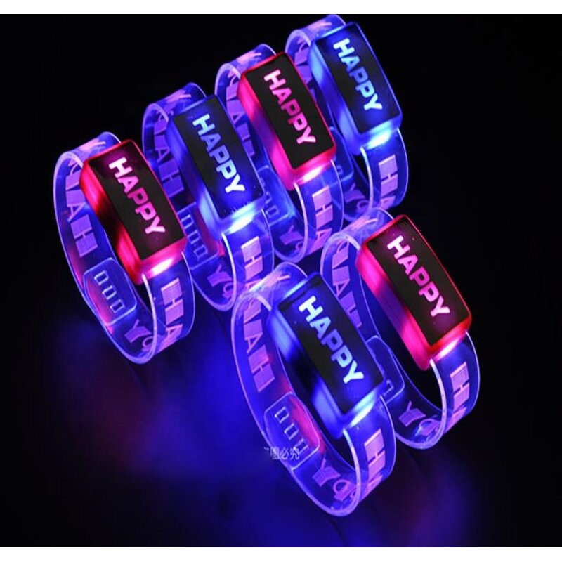 Led Bracelet Factory - OEM HAPPY Flashing Blinking Wristband Bangle