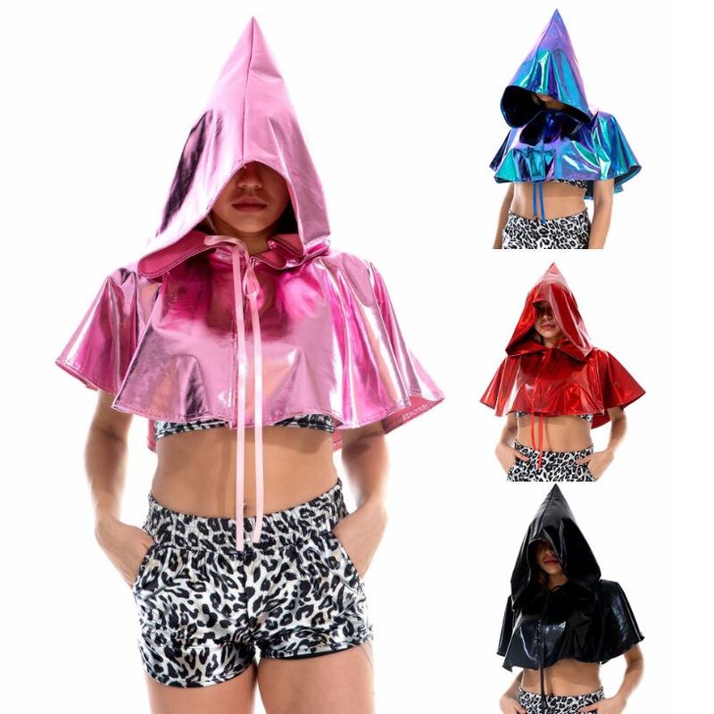 Metallic Hooded Cloak Factory - OEM Shiny Holographic Hood Cape Gothic