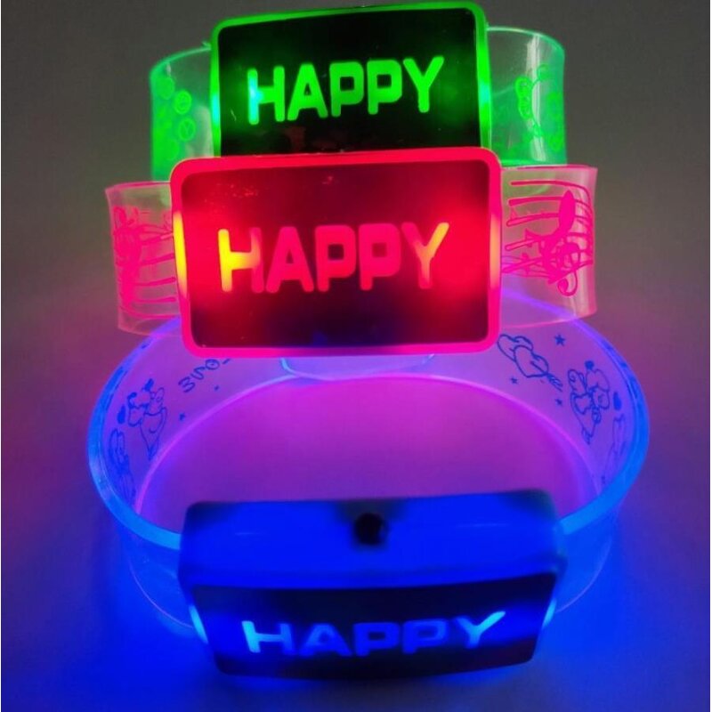 Led Bracelet Factory - OEM HAPPY Flashing Blinking Wristband Bangle