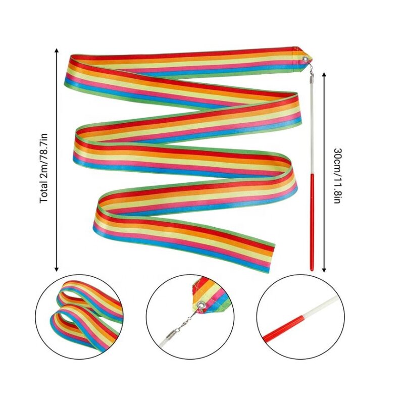 Ribbon Streamer Factory - OEM 6.5 FT Long Rhythm Wand Twirling Sticks