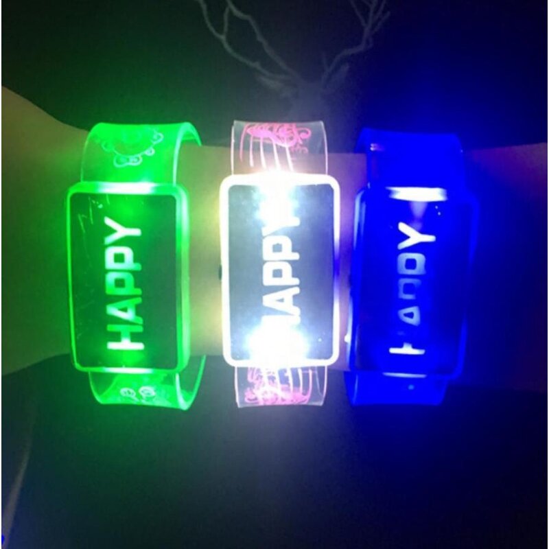Led Bracelet Factory - OEM HAPPY Flashing Blinking Wristband Bangle