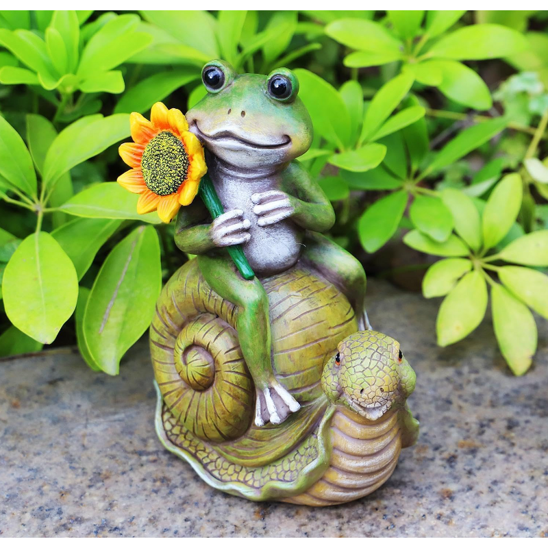 Garden Statues Factory - OEM Frog Sunflower Snail Figurine Lawn Decor
