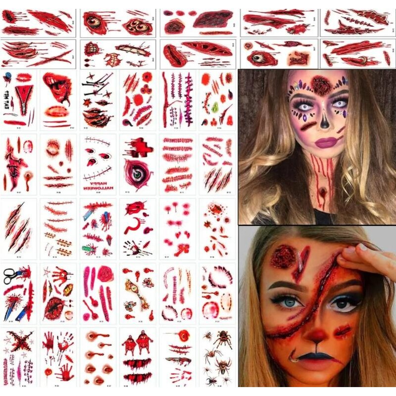 Tattoo Stickers Factory - OEM Zombie Blood Scars Realistic Wound Props