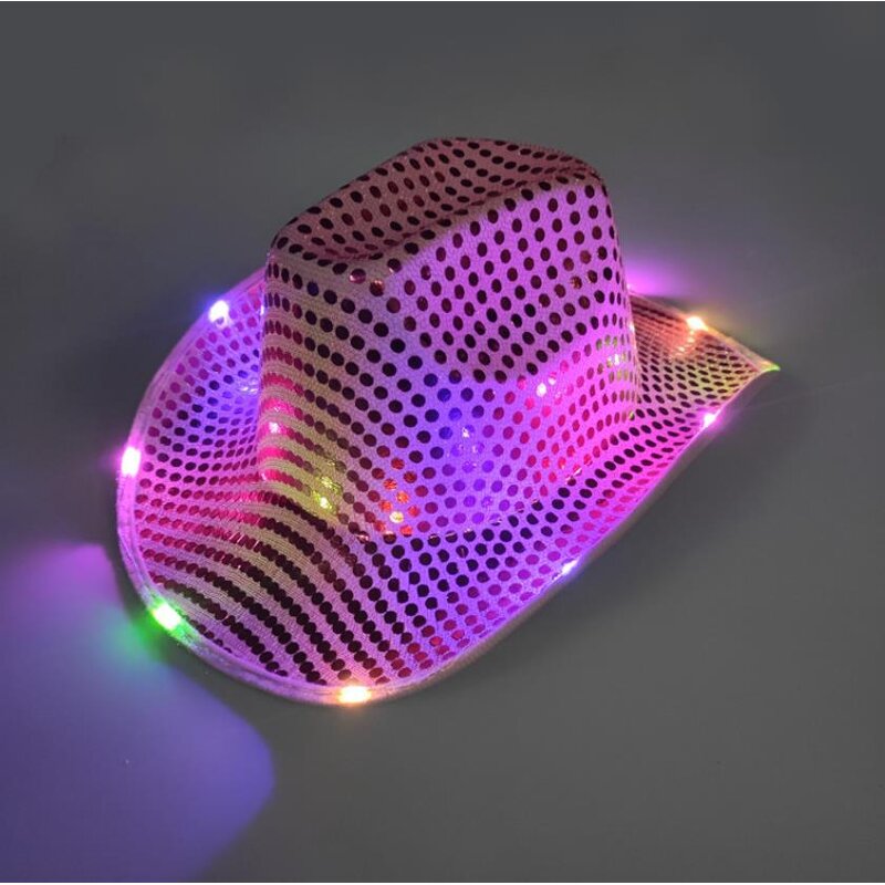 Led Cowboy Hat Factory - OEM Neon Sparkly Sequin Wide Brim Rave Top