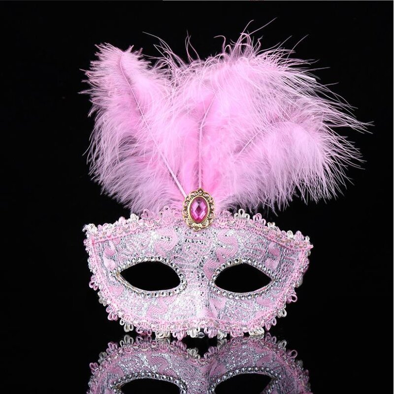 Christmas Mask Factory - OEM Masquerade Leather Feather Inlaid Diamond