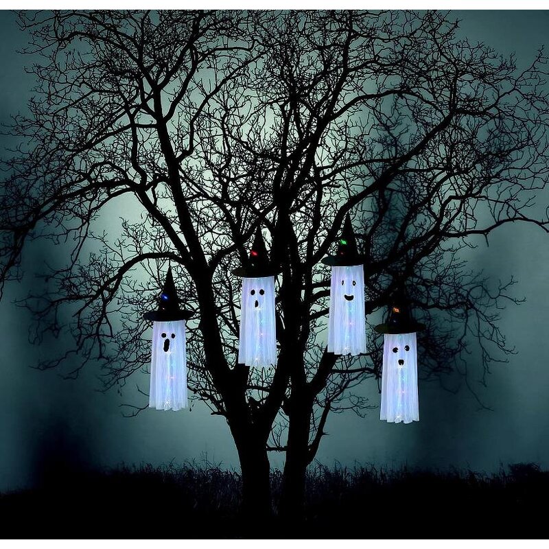 Ghost Hat Decor Factory - OEM Light up Hanging Flying White LED Lawn