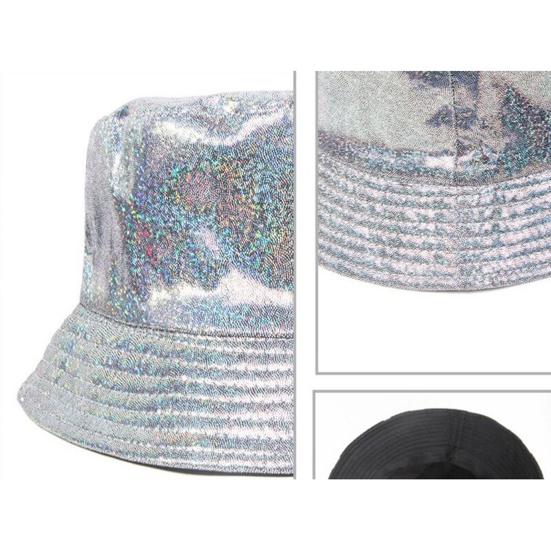 Bucket Hat Factory - OEM Rave Party PU Leather Sparkle Wide Brim Holographic