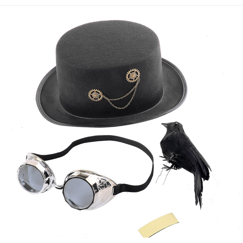 Steampunk Hat Factory - OEM Top Hats with Goggles Crow Bird Cosplay