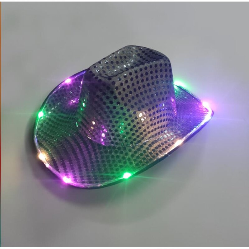 Led Cowboy Hat Factory - OEM Neon Sparkly Sequin Wide Brim Rave Top