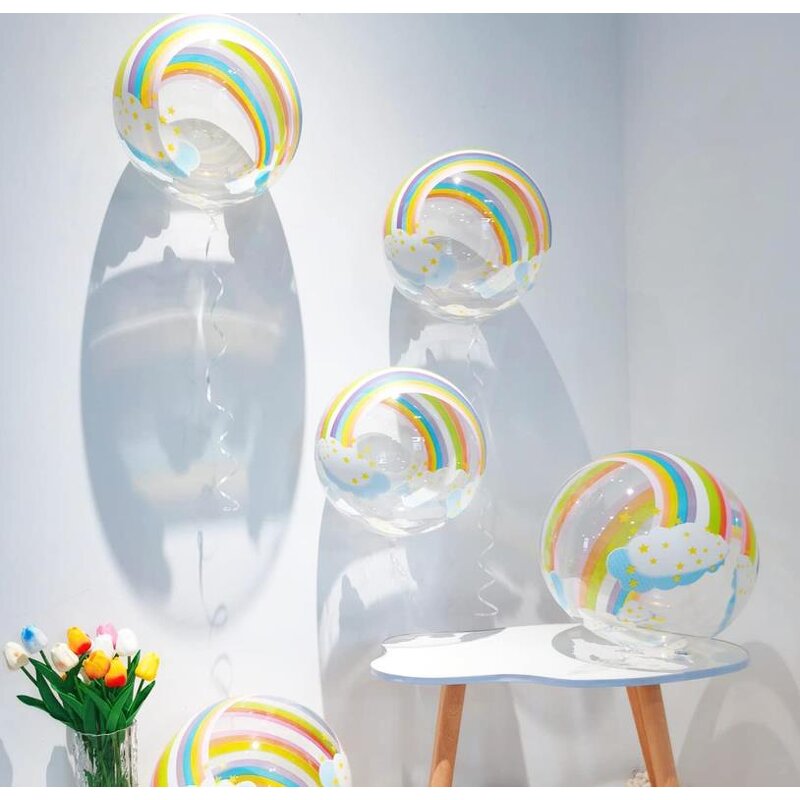 Bobo Balloon Factory - OEM 20'' Rainbow Clouds Transparent Bubble Balloons