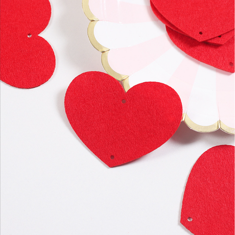 Heart Garland Factory - OEM 3m Red Felt Valentines Day Hanging String