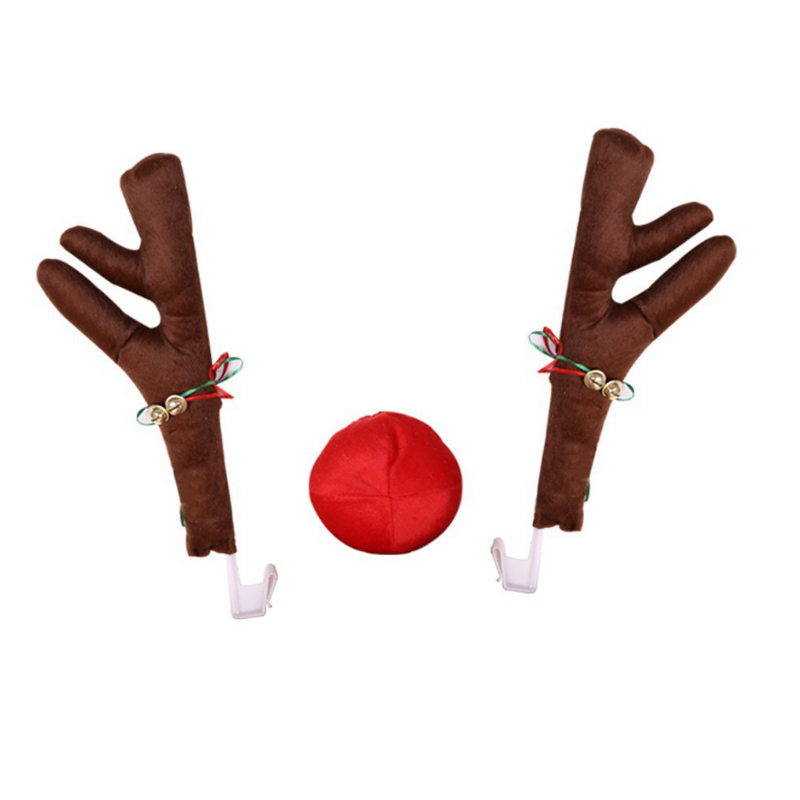 Car Decoration Kit Factory - OEM Christmas Antlers Jingle Bells Reindeer