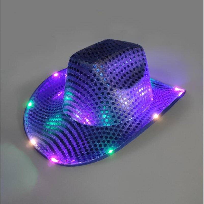 Led Cowboy Hat Factory - OEM Neon Sparkly Sequin Wide Brim Rave Top