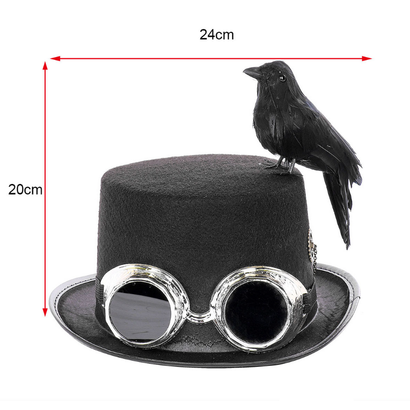 Steampunk Hat Factory - OEM Top Hats with Goggles Crow Bird Cosplay