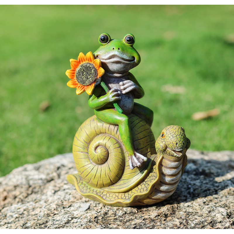 Garden Statues Factory - OEM Frog Sunflower Snail Figurine Lawn Decor