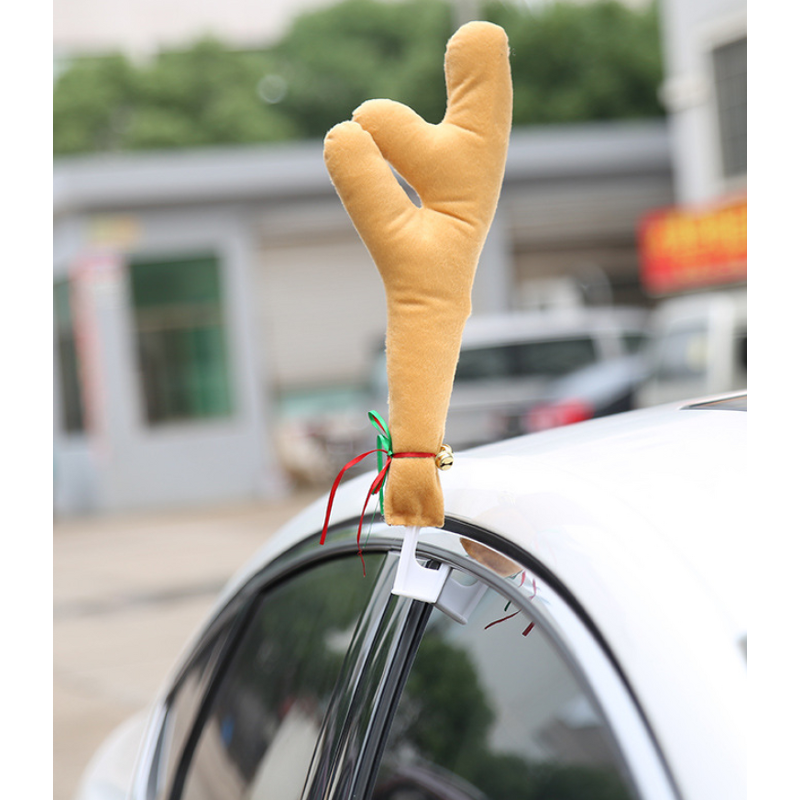 Car Decoration Kit Factory - OEM Christmas Antlers Jingle Bells Reindeer