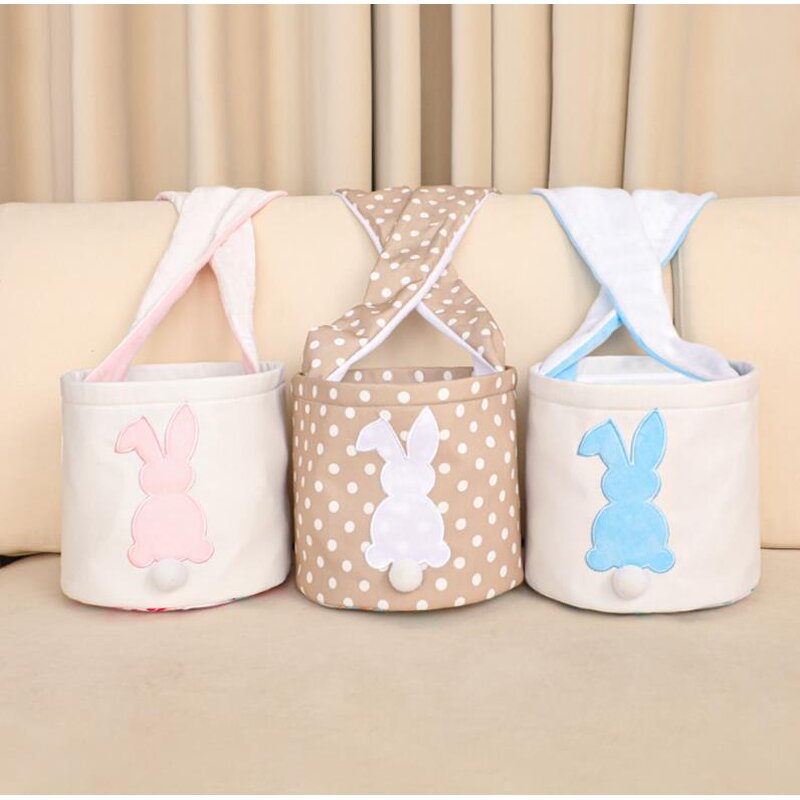 Easter Basket Factory - OEM Bunny Canvas Hunt Bag with Fluffy Tail