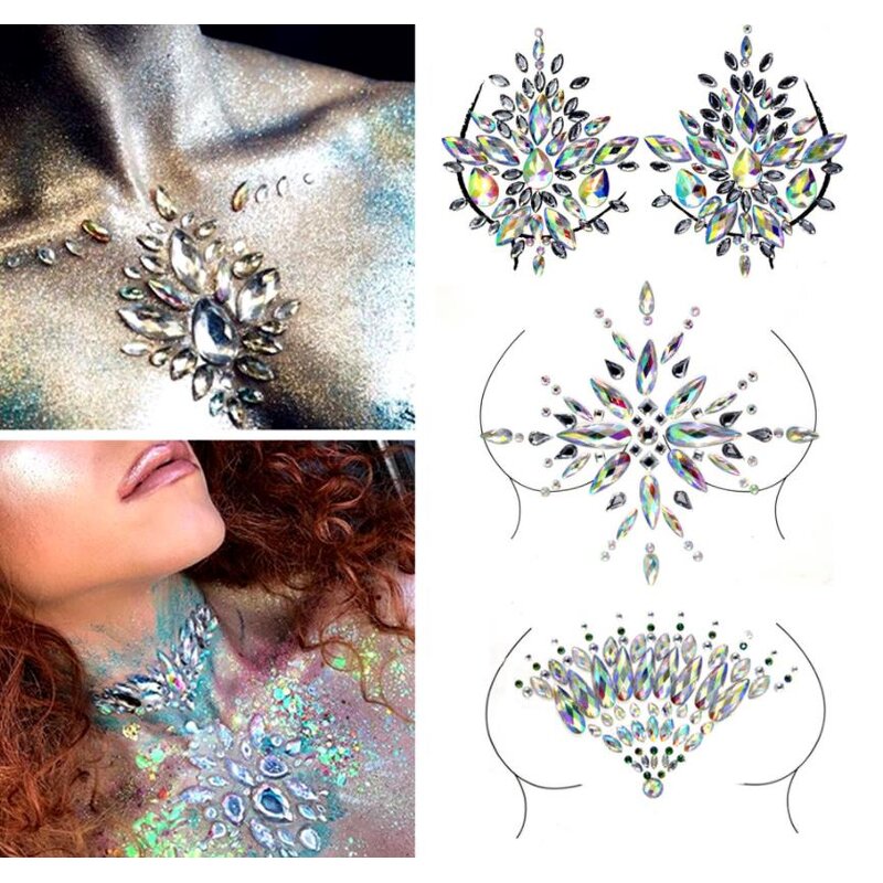 Rhinestone Gems Nipple Covers Factory - OEM Body Bra Jewels Tattoo Sticker