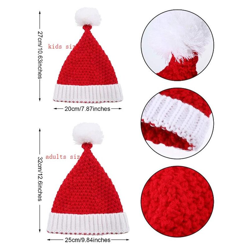 Santa Hat Factory - OEM Knitted Kids Toddler White Red Beanie Pom Ball