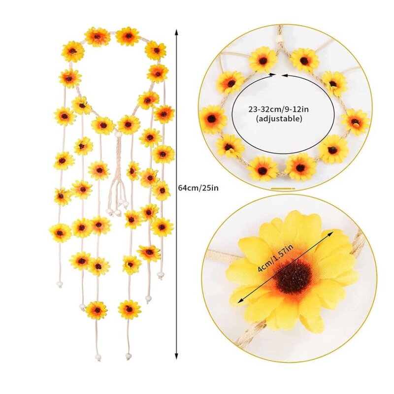 Sunflower Headband Factory - OEM Hippie Floral Crown Daisy Garland Wreath