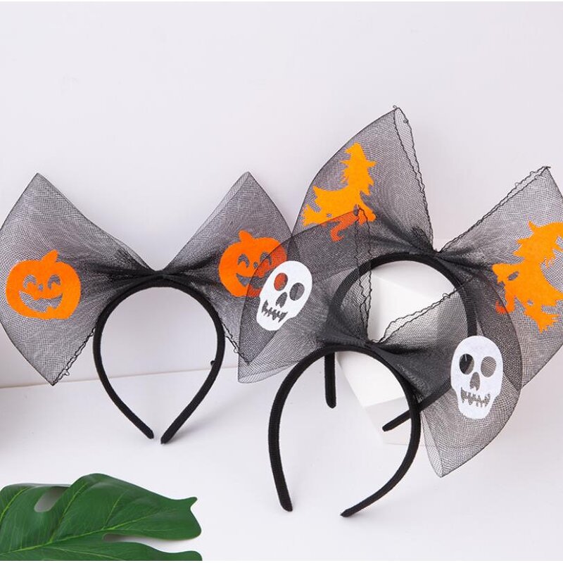 Halloween Headband Factory - OEM Spider Cat Ghost Mesh Bow Knot Hair Hoop