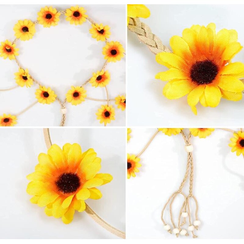 Sunflower Headband Factory - OEM Hippie Floral Crown Daisy Garland Wreath