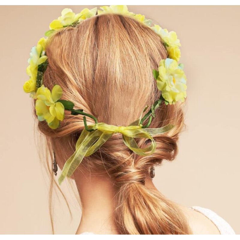 Floral Headbands Factory - OEM Adjustable Ribbon Flowers Crown Garland