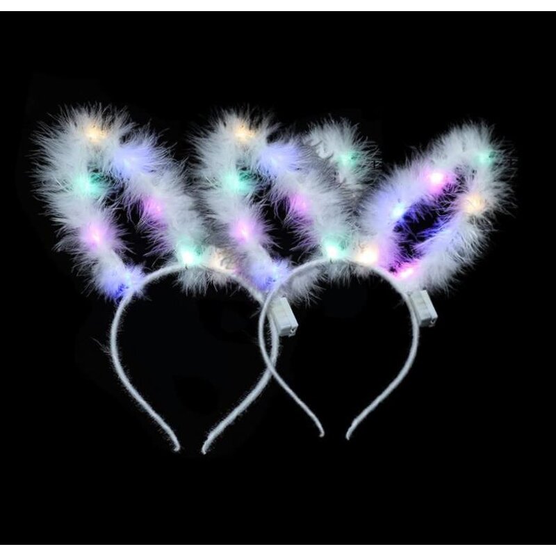 Led Bunny Ear Headband Factory - OEM Feather Light up Rabbit Hair Hoop