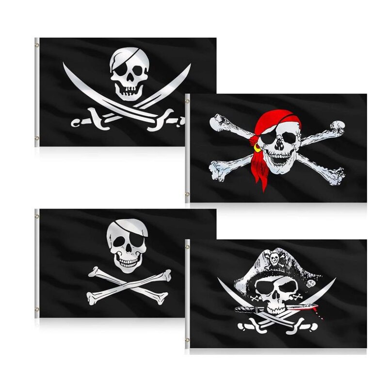 Pirate Flag Factory - OEM Mini Ghost Crossbones Jolly Roger Hand Held