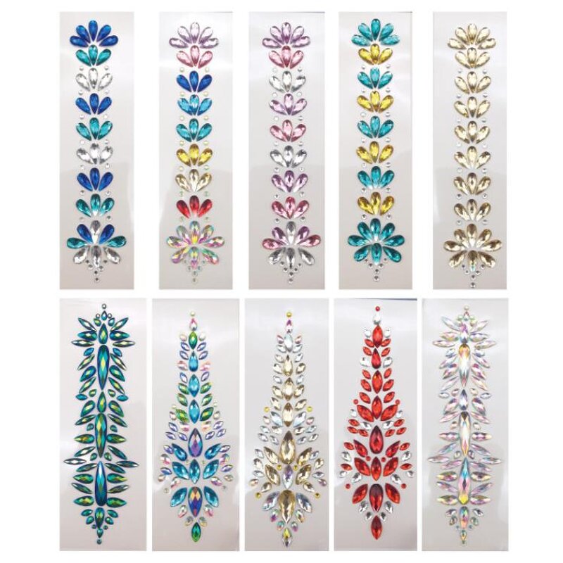 Crystal Gems Tattoo Stickers Factory - OEM Face Body Self Adhesive Sheet
