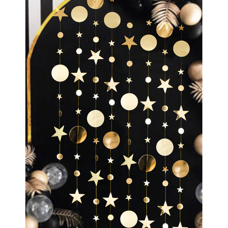 Star Garland Factory - OEM 4m Metallic Glitter Moon Circle Dot Streamers