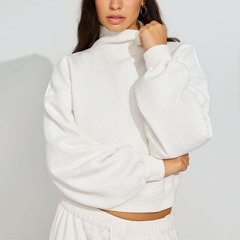 Pullover Sweatshirt Supplier - OEM/ODM Custom Casual Mock Neck Long Sleeve Women