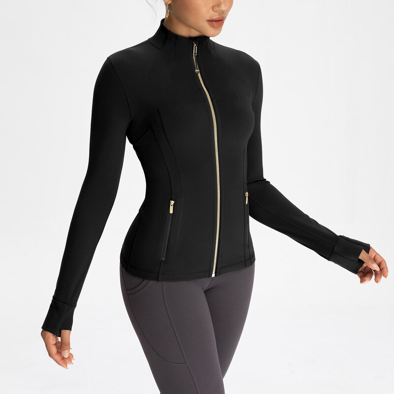 Yoga Jacket Factory - OEM/ODM Gold Zipper Seamless Breathable Workout Top