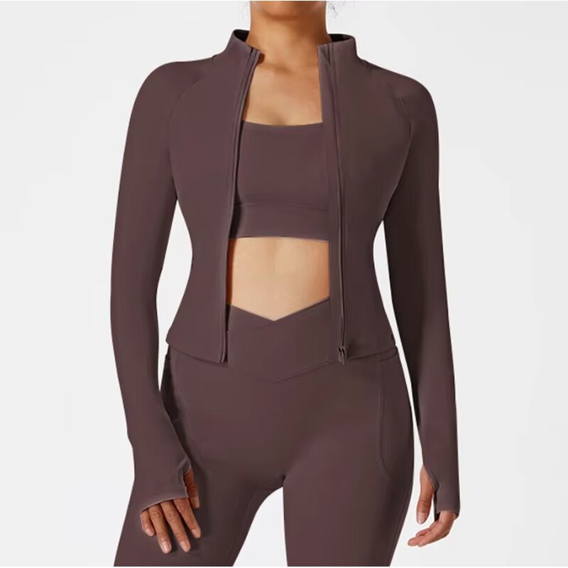 Yoga Jacket Factory - OEM/ODM New Wholesale Long Sleeve Half Bodysuit with Zipper