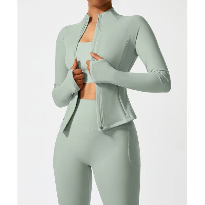 Yoga Jacket Factory - OEM/ODM New Wholesale Long Sleeve Half Bodysuit with Zipper