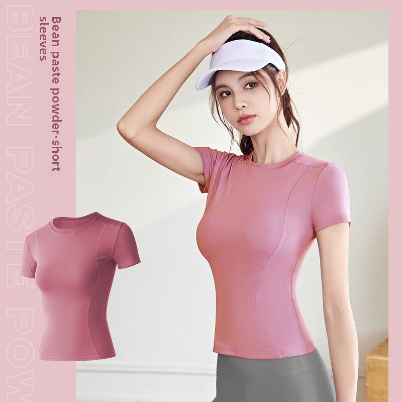 Compression Yoga T-Shirt Supplier - OEM/ODM Custom Fashion Solid Sleeve Workout Top