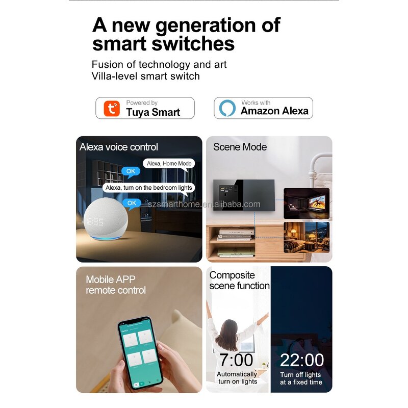 Glass Switch Factory - OEM/ODM 1/2/3/4/6 Gang Glass Zigbee Smart Life APP UK