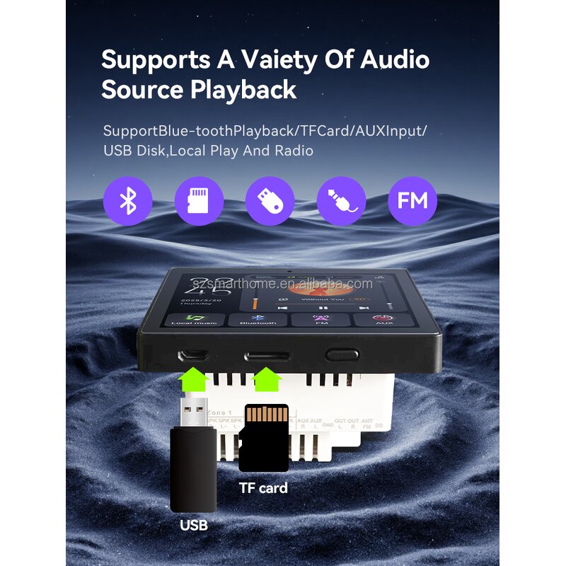 Music Player System Factory - OEM/ODM 2 Zone Music Touch Screen TF USB AUX Radio Player